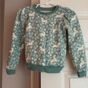 Little Sleepies Green and White Unicorn Sweatshirt